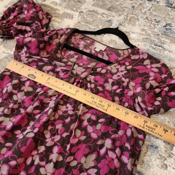 J. Jill silk blouse. Long sleeve.  Brown purple floral.  Size XS. - Picture 12 of 15